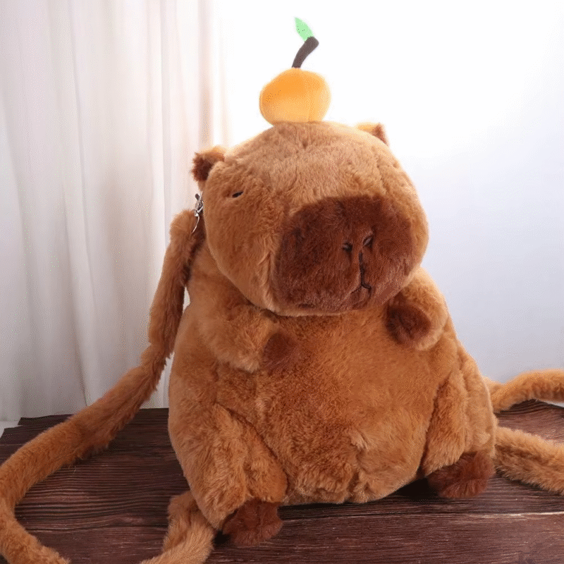 Large Capacity Cotton Plush Capybara Capybara Plush Backpack with Animal Cartoon Capybara Crossbody Bag