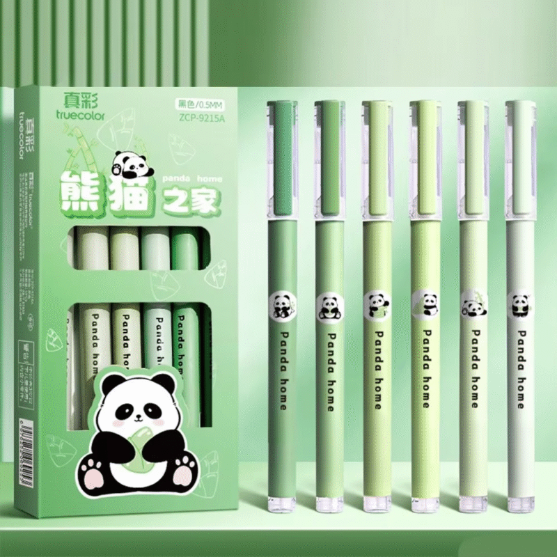 Six Neutral Pens Ballpoint Liquid Writing Penswith Capybara Panda Gel Pens and Signature Black Ink, 0.5mm Ballpoint ~ - Image 3