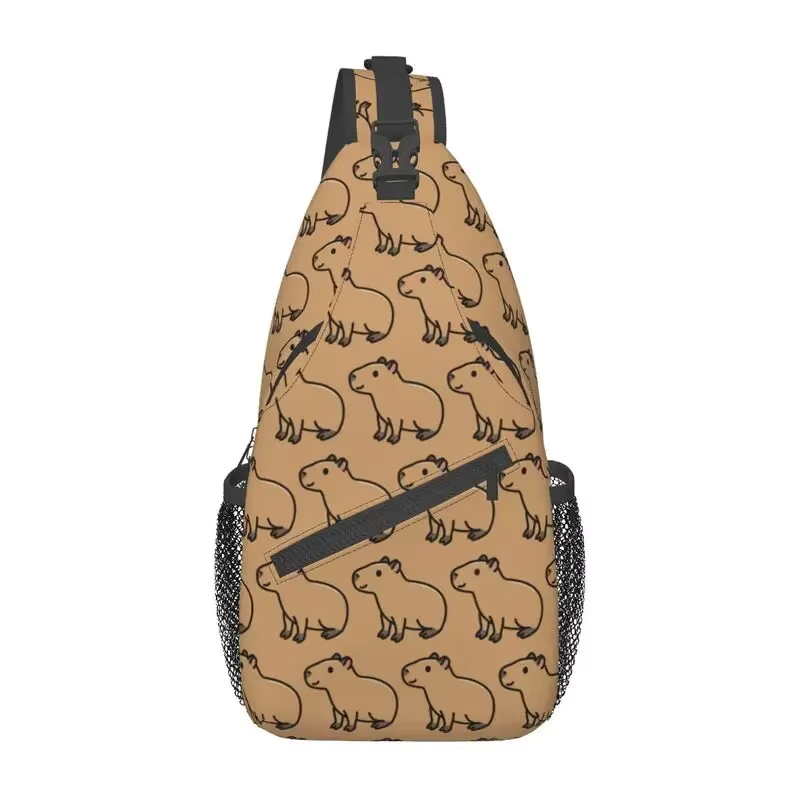 For hiking and travel: Men’s Custom Animal Shoulder Crossbody Backpack with Capybara Sling Chest Bag