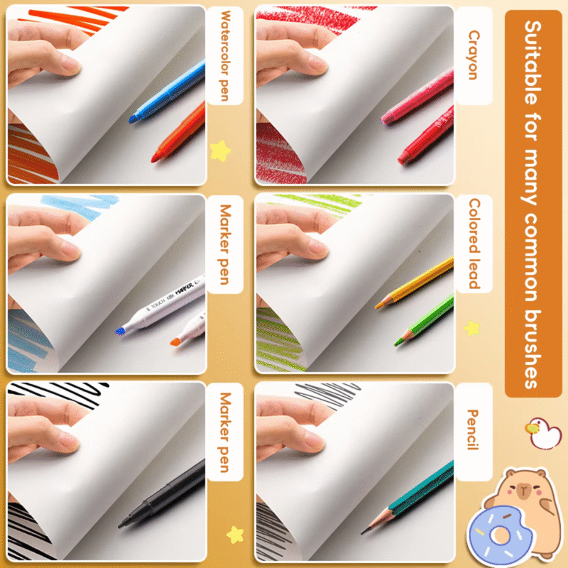 A4 Thickened 50-sheet Kawai Capybara Picture Book for Kids' Blank Sketch Art School Students' Drawing Materials - Image 5
