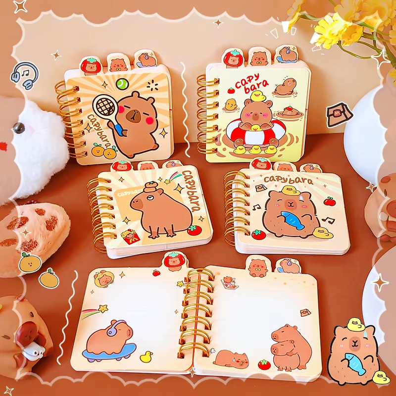 Capybara styled portable notepad planner with memo pad and stationary folder set.