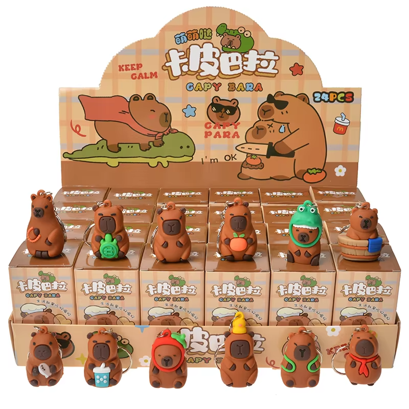 This highly popular 24 piece set is the Capybara Interest blind box set, which is filled with best selling toy pendant keychains