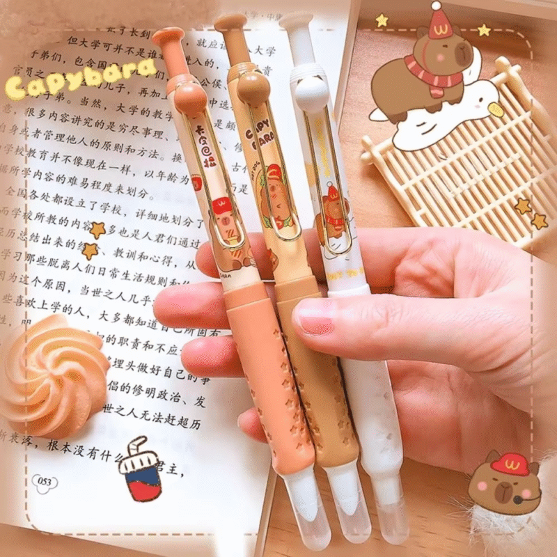 Writing pens school stationery press capybara fountain pen kawaii 0.38mm nib adorable ink pen cartoon - Image 3