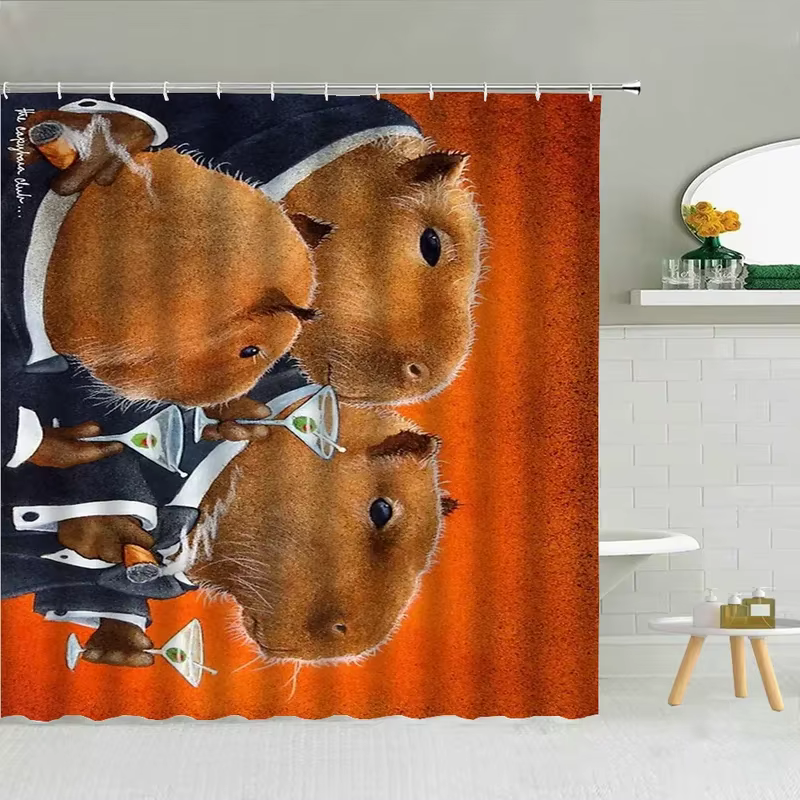 As for the Waterproof Capybara Shower Curtain and Folding Partition Accessories for Bedrooms and Bathrooms, the set will also allow the addition of both functional style and playful charm to your house - Image 5
