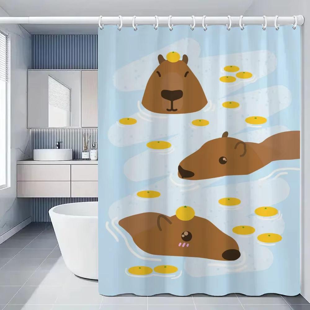 Complete bathroom curtains Funny Capybara Shower Curtain Cloth Curtains Waterproof Fabric Domestic Residence - Image 5