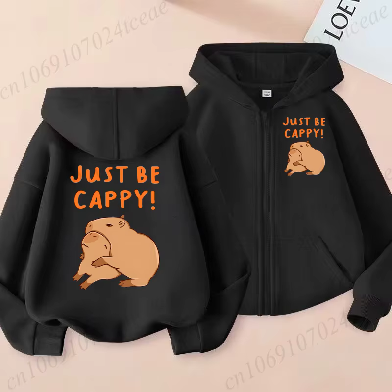 Children's Capybara Sweatshirt with Zipper, Kawaii anime, kawaii hoodie, manga clothing, girl boy top hoodie