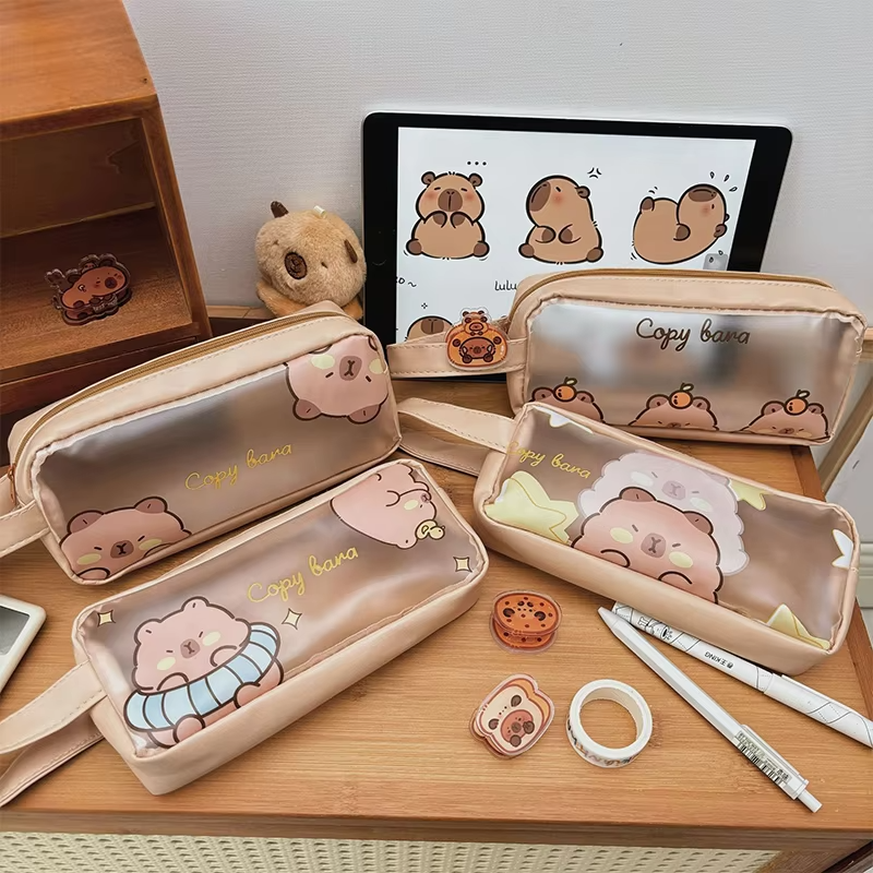 Plenty of Room Creative Capybara Pencil Case Pencil Case Cartoon Kawai Capybara Bag Stationery School Supplies - Image 2