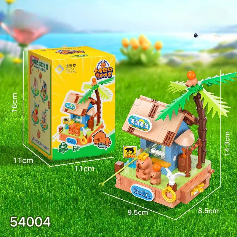 Capybara Building Construction Set: Cartoon Kapibala Building Blocks Scene Puzzle Assembly Building Block Set for Kids
