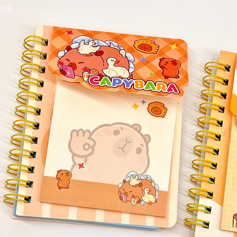 Adorable Sticky Note Notebook Mini Pocket Book Diary Sketchbook with Cartoon Capybara A7 Coil Stationery for Students and Office Supplies - Image 5