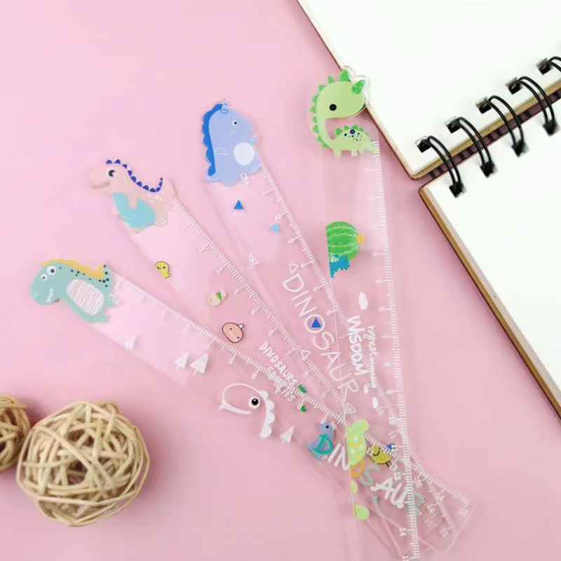 Accessories for Dinosaur Ruler Kawaii Student Rulers, DIY Drawing Tools, and Transparent Korean Cute Stationery 15cm.