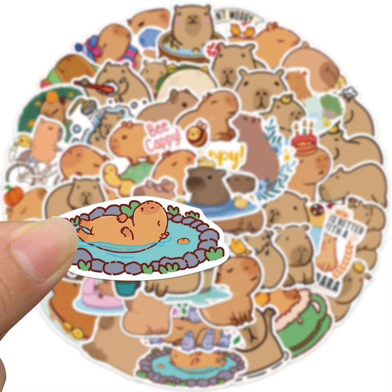 50PCS Cute Capybara Animal Stickers Car Motorcycle Travel Luggage Phone Guitar Laptop Cartoon Helment Decal Kid Gift Toys - Image 3