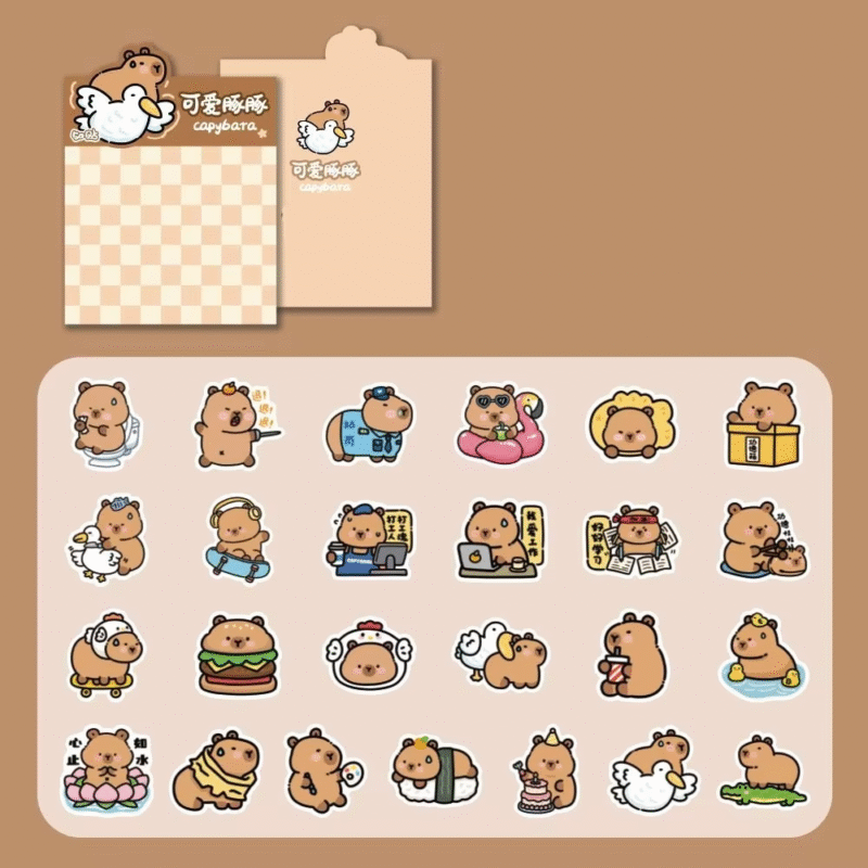 50 dekker hoewe paper per bag 50 sheets adorable cartoon alien stickers with waterproof capybara stickers portable multifunctional