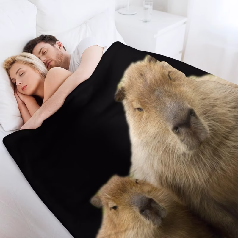Warm and plush Capybara Mom and Baby throw blankets for winter. - Image 4