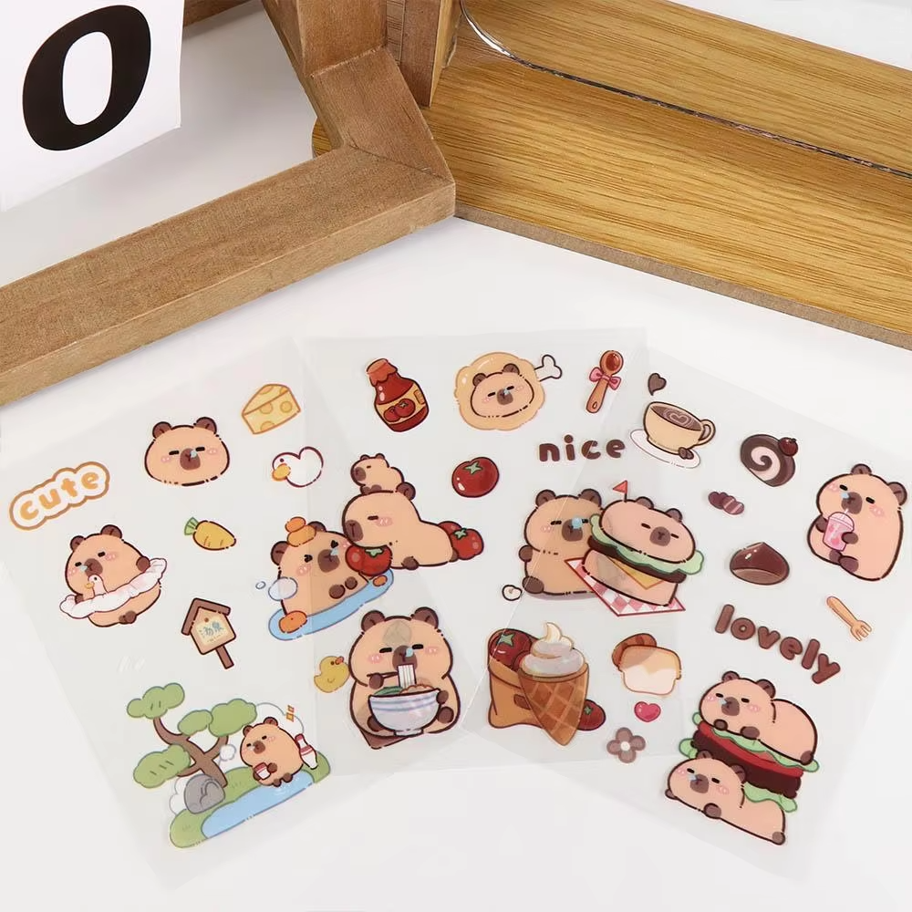Five pieces of cartoon designs that will crack you up. Orange capybara stickers. Fashionable kawaii capybara stickers and much more. - Image 2
