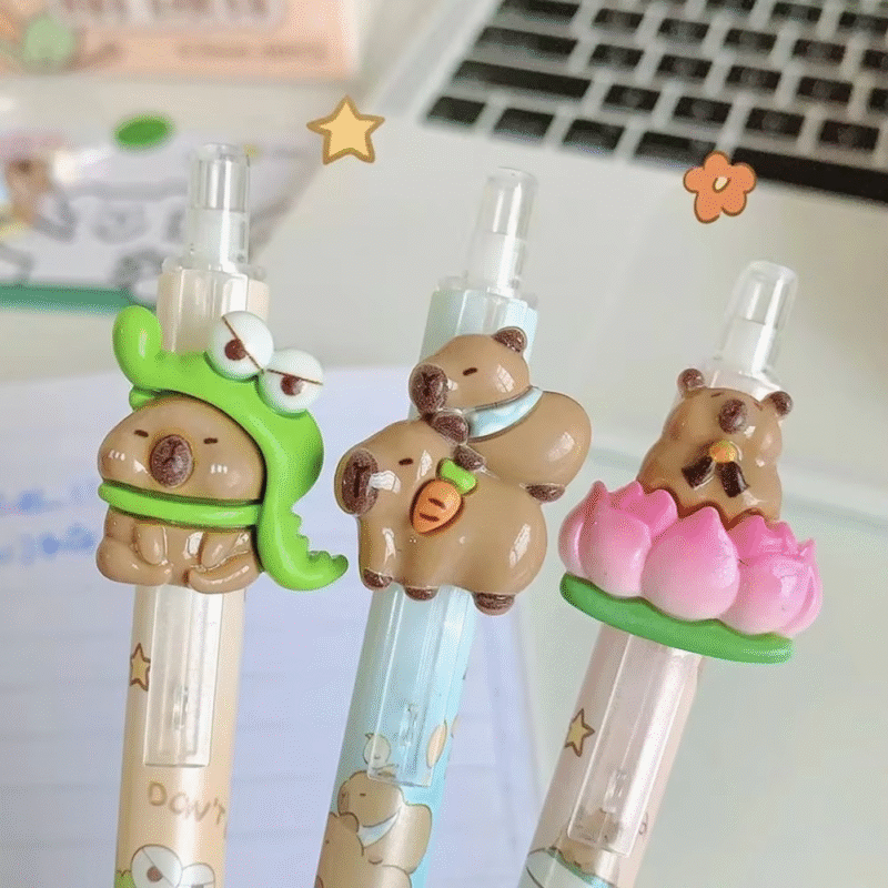 0.5 mm distance erasable pen and blue ink with a creative kawaii capybara cartoon gel pen st nib cute writing pen school - Image 3