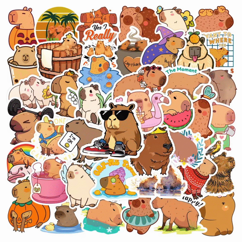 10/30/50 NEW INS Capybara Stickers, Waterproof Cartoon Capybara Animation, for iPad, Desk, Luggage, Chair Decoration, Wholesale - Image 4