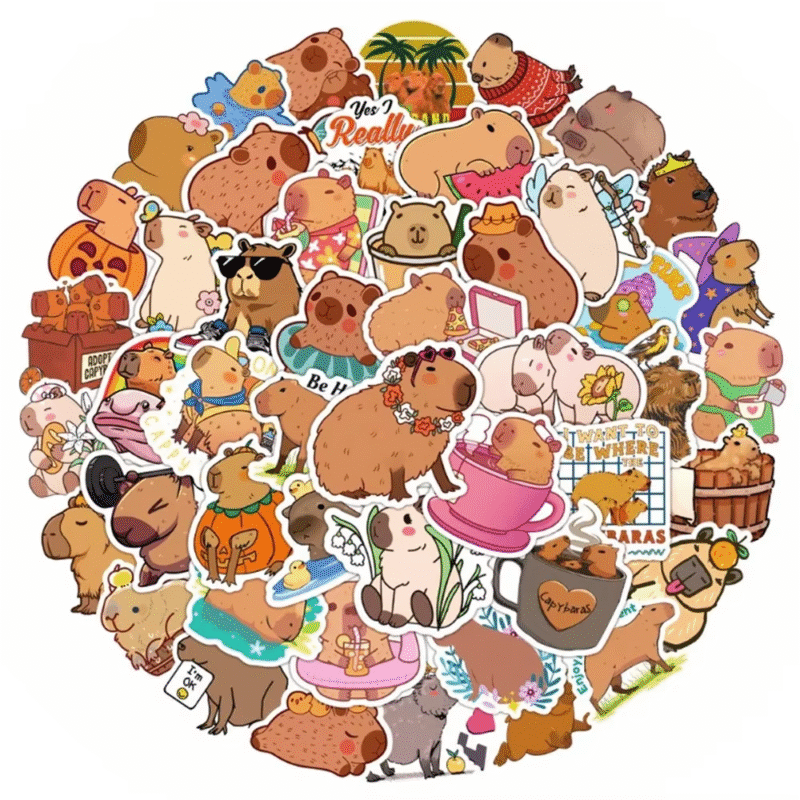 10/30/50 NEW INS Capybara Stickers, Waterproof Cartoon Capybara Animation, for iPad, Desk, Luggage, Chair Decoration, Wholesale - Image 3
