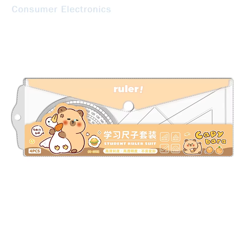 Set of multipurpose tools for drawing includes a triangle protractor and other tools specially designed for kids. - Image 5