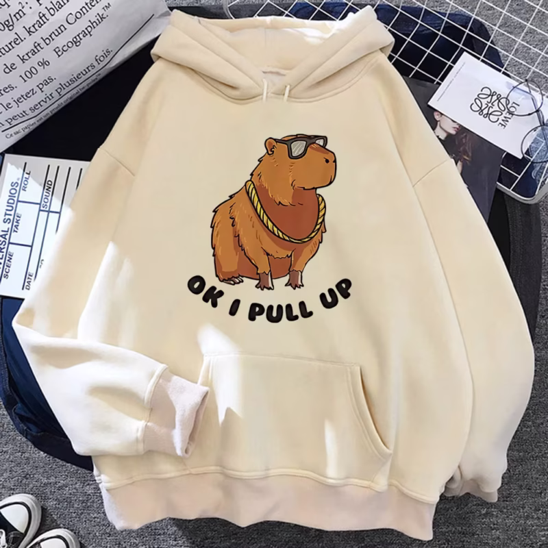 Women's Y2K Japanese style sweatshirts. Modern unique anime art. Capybara anime hoodie. Luxuriously soft fabric. - Image 2
