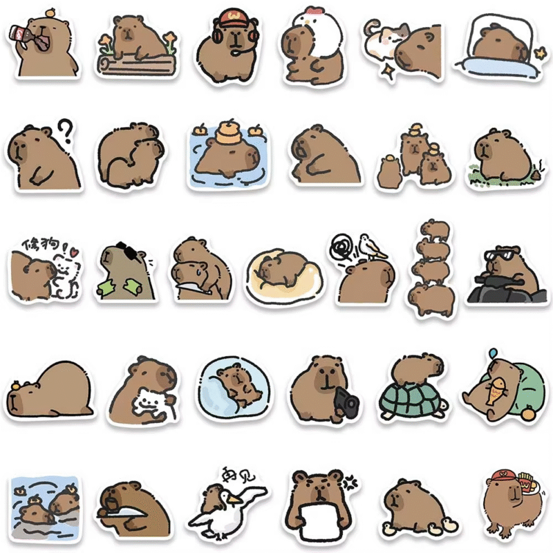 62 capybara do-it yourself PVC stickers for kids phone stickers decals and scrapbooks and more - Image 2