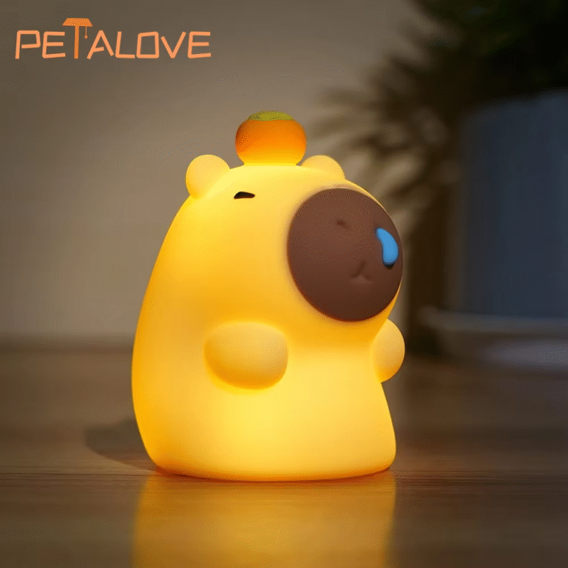 This new style capybara night light is USB rechargeable and has a cute animal design bedside light that can serve as a decoration for Christmas and other holidays. Adorable Warm Silicone Lamp