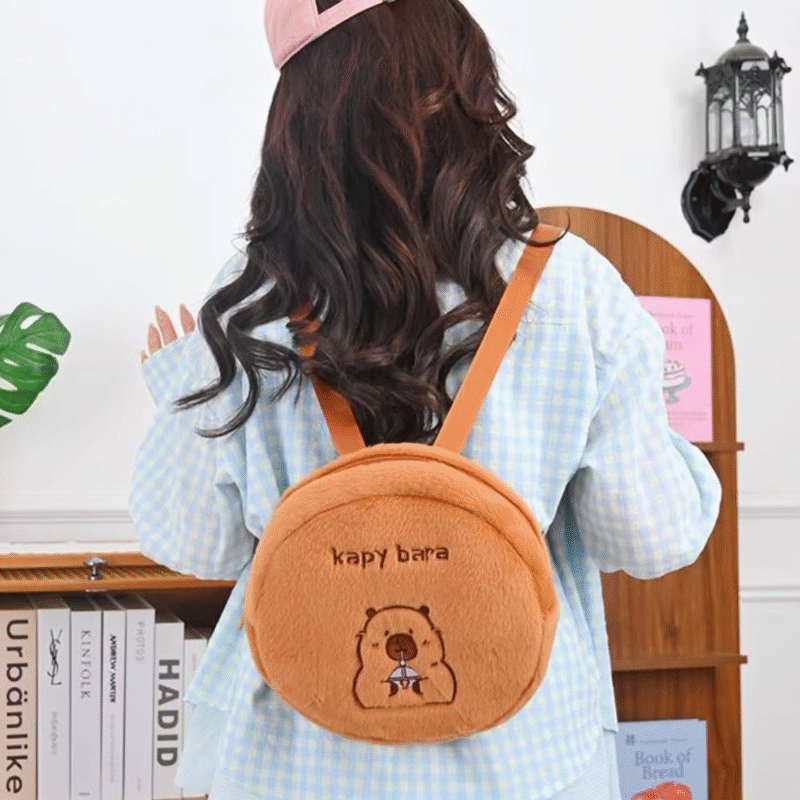 Large Capacity Fluffy Plush Capybara Bag in Storage Knapsack Capybara Plush Toy Backpack Capibala Soft School Bag for Young Girl - Image 4