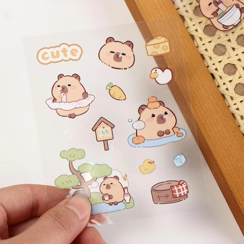 Five pieces of cartoon designs that will crack you up. Orange capybara stickers. Fashionable kawaii capybara stickers and much more. - Image 3