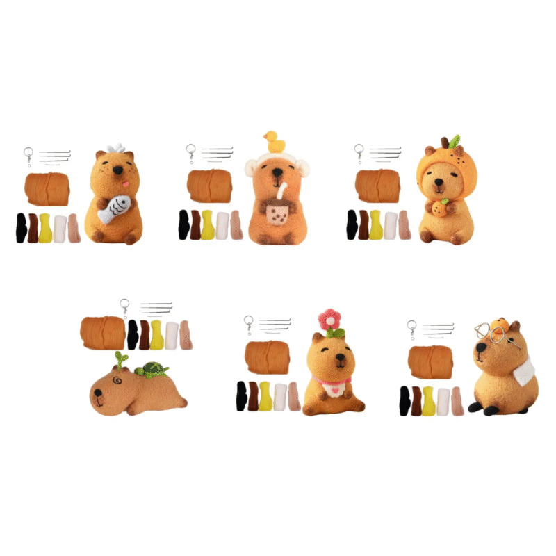 Gifts for kids, adults, and beginners alike: Capybara stuffed toy cartoon interactive toy DIY Wool Felt Material Kit.
