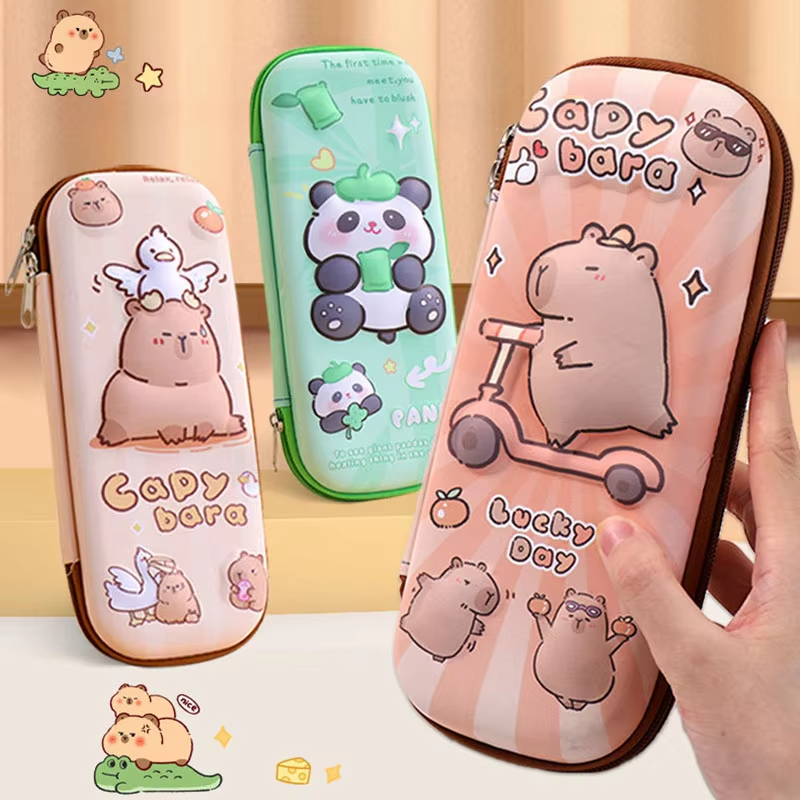 Waterproof and Drop-Resistant 3D Capybara Pencil Case for Students’ School Supplies Large Capacity Multipurpose Stationery Pen Pouch