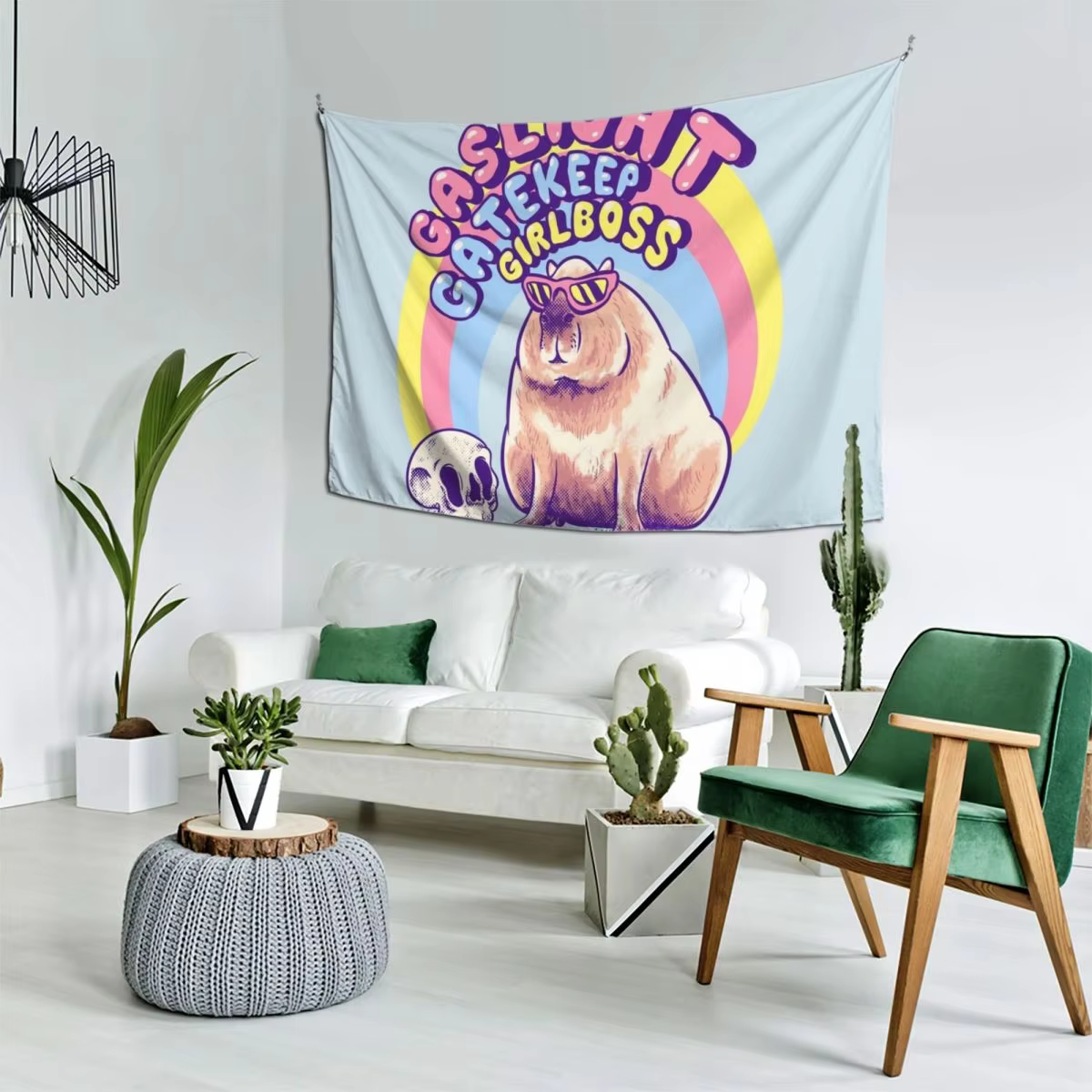 Anyhow, let me start with the pet tapestry. Capybara Gaslight Gatekeep Girlboss Karen Sunglasses memes Christmas Capy My Spirit Animal - Image 2