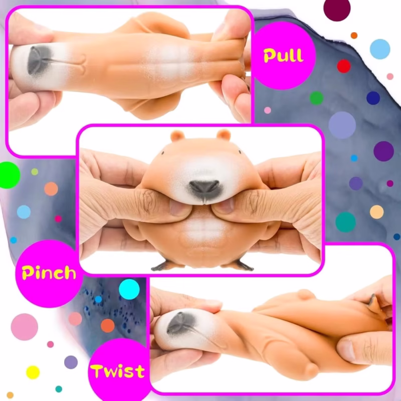 Warm Stress Reduction Animal Squish Capybara Squeeze Toys, Stretchy Capybara Fidget Toys, and capybara gifts. - Image 4