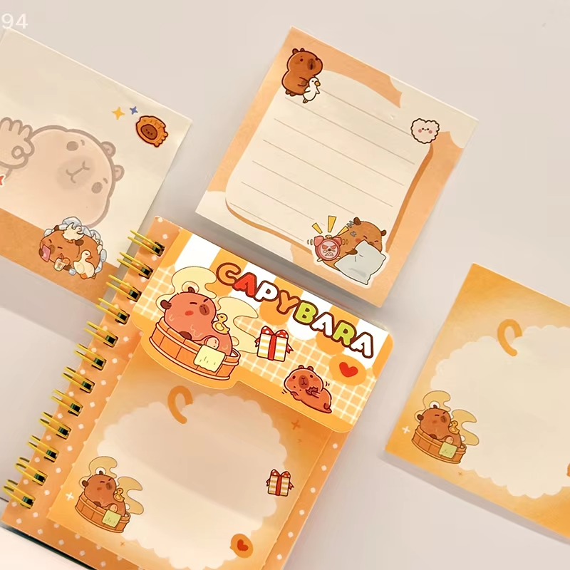 Adorable Sticky Note Notebook Mini Pocket Book Diary Sketchbook with Cartoon Capybara A7 Coil Stationery for Students and Office Supplies - Image 3