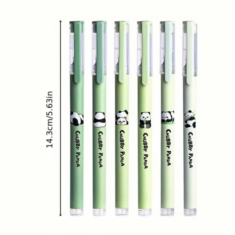 Six Neutral Pens Ballpoint Liquid Writing Penswith Capybara Panda Gel Pens and Signature Black Ink, 0.5mm Ballpoint ~ - Image 2