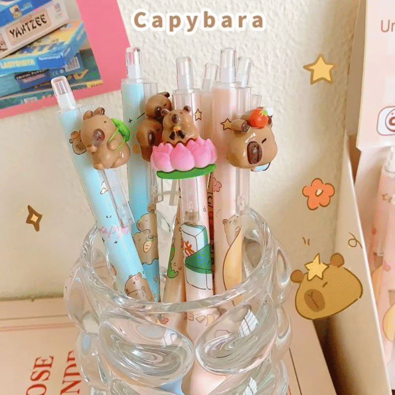 0.5 mm distance erasable pen and blue ink with a creative kawaii capybara cartoon gel pen st nib cute writing pen school - Image 2
