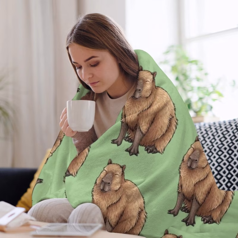 Travel Personalized Capybara Throw BlanketsWarm Winter Large Blankets