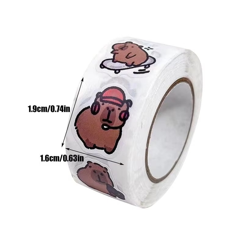 Sticker roll for self-expression and adornment. Each roll is loaded with 500 self-adhesive, waterproof and protected stickers portraying theme Capybaras in brazenly versatile motifs perfectly crafted for your personalized laptop - Image 4