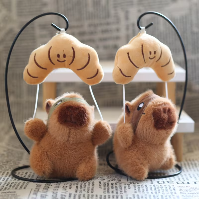 Gifts for children: Adorable parachute capibala capybara doll with pendant suitable for hanging on a backpack or used as doll pendant decorative accessories