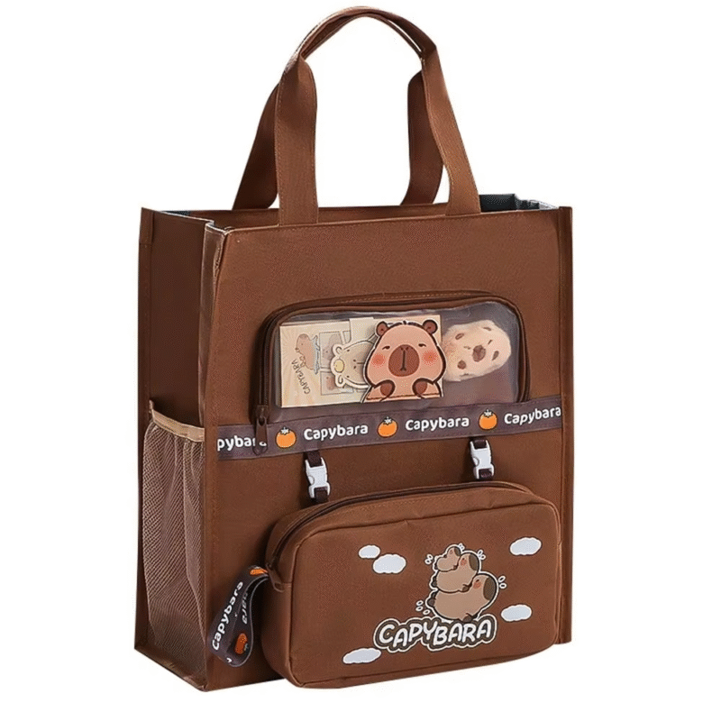 The capybara plush pen bag serves to elevate the set with a pencil case and plush toy combination - Image 5
