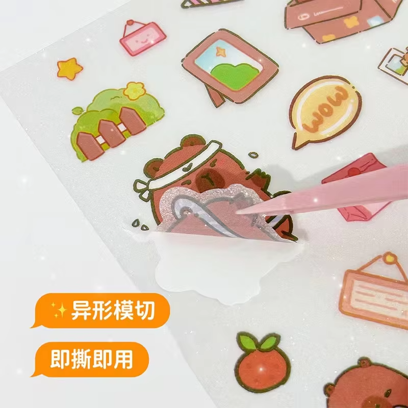 These sketchbook and diary aesthetic stickers are perfect for any scrapbooking lover. Use these stickers to help decorate your journal or notebook with the adorable capybara designs - Image 5