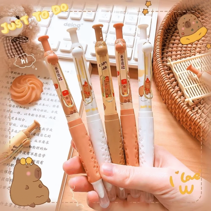 Writing pens school stationery press capybara fountain pen kawaii 0.38mm nib adorable ink pen cartoon - Image 5