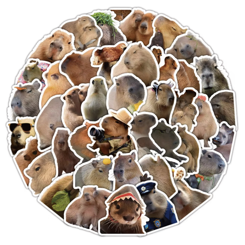 People that appreciate and love funny charming magic will appreciate the wonderful splices of gleefully funny animal decals designed in the Funny Capybara Stickers - Image 4