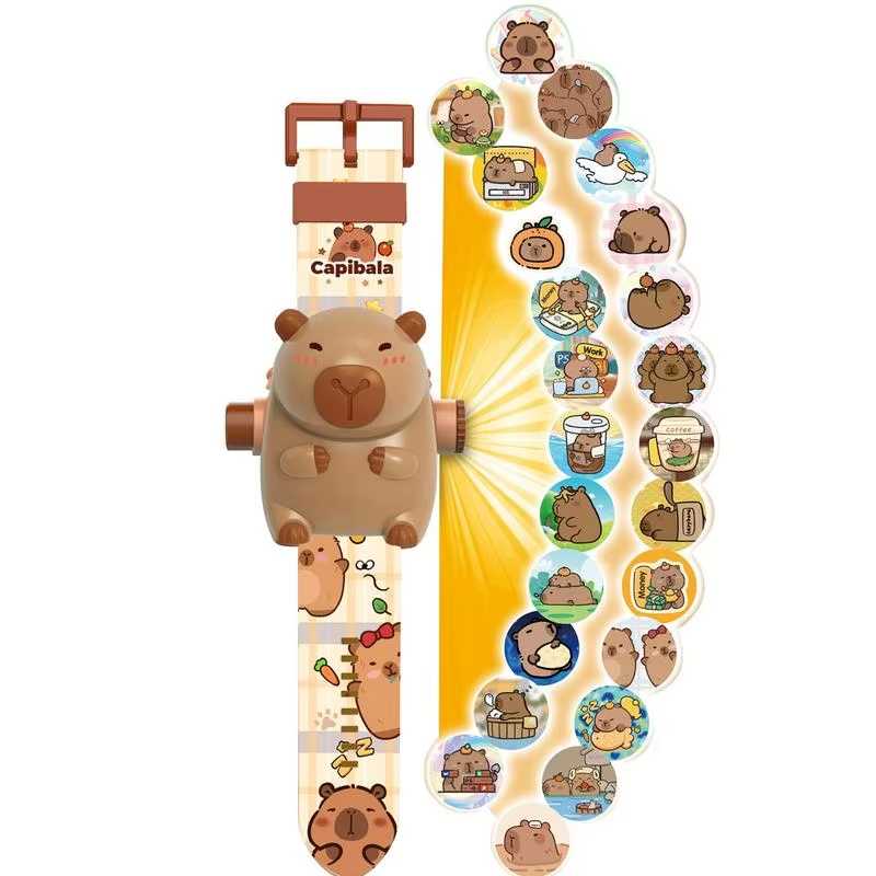 Gift watch for kids: capybara projection electronic cartoon watch. New Year’s capybara with watch projection for children