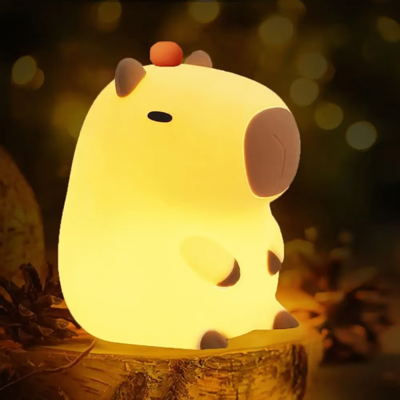 Adorable Small Capybara Night Light Kapibala Cartoon Vinyl Animal Bedside Lamp, Battery Operated, Best Christmas Gift For Kids, Girls & Boys - Image 4