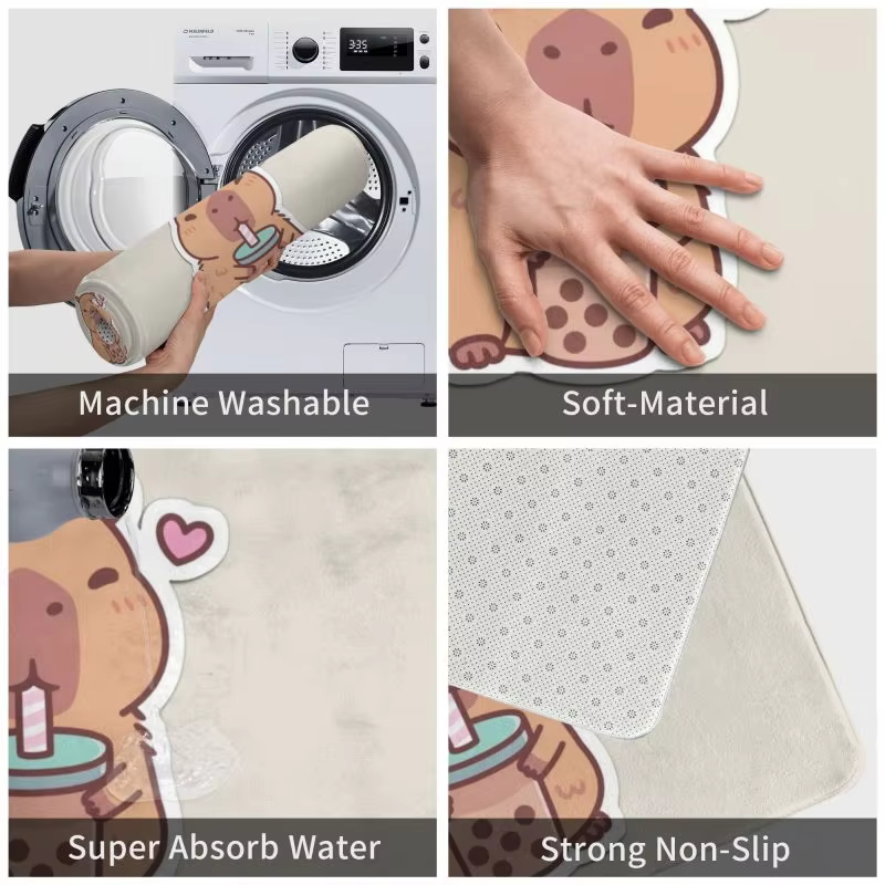 Capybara Doormat Mats, Bathroom, Kitchen, and Living Room Non-Slip Carpet, Customized, 40*60 cm - Image 2