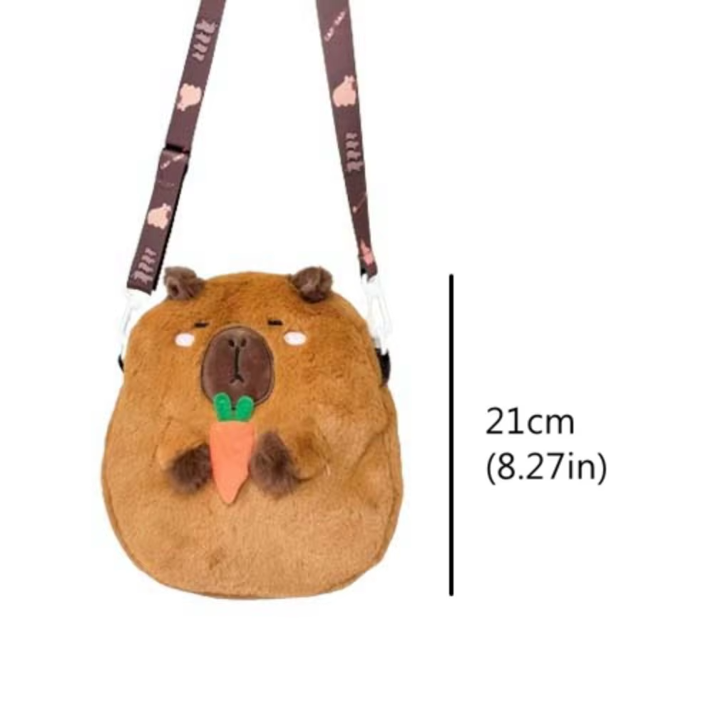 Fluffy-ins Anime Capibala Shoulder Bag with Orange Capybara Plush Backpack with Soft Large Capacity Shoulders for Two Use - Image 3