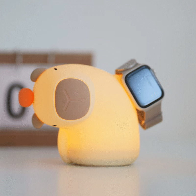 This new style capybara night light is USB rechargeable and has a cute animal design bedside light that can serve as a decoration for Christmas and other holidays. Adorable Warm Silicone Lamp - Image 4
