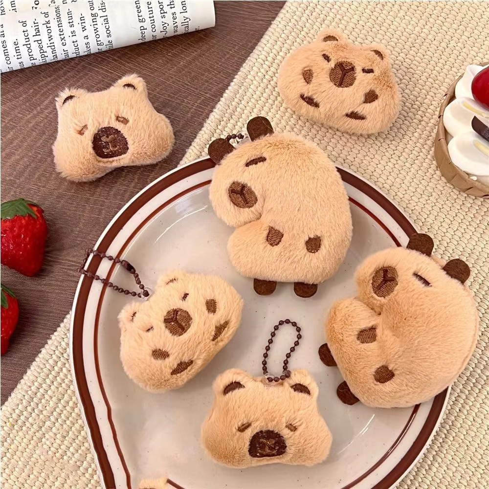Funny Cartoon Guinea Pig Pendant Bag Hanging Soft Plush Stuffed Plush Brooches Capybara Plush Keychain