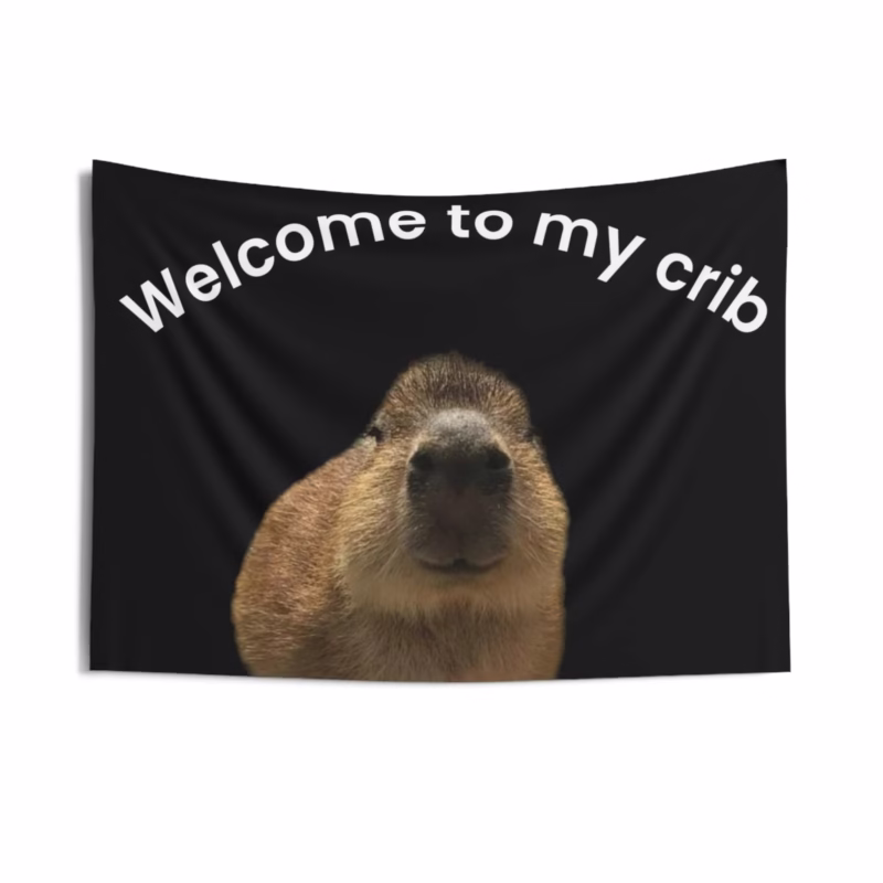 Welcome to My Crib Capybara. Funny Christian Wall Decor. Festival Flag. Funny College Dorm Tapestries. - Image 2