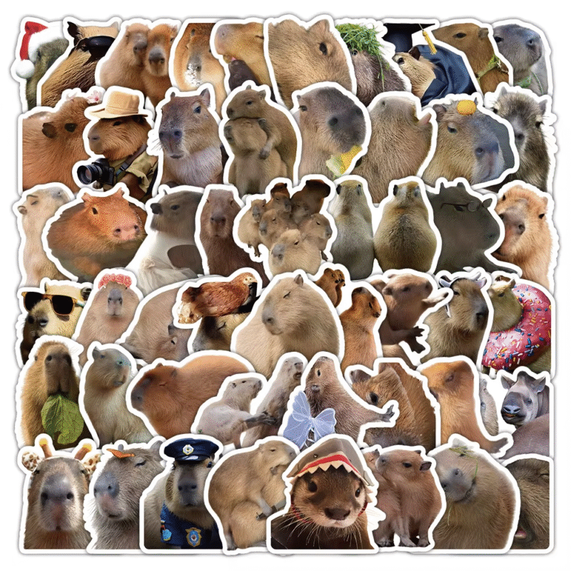 People that appreciate and love funny charming magic will appreciate the wonderful splices of gleefully funny animal decals designed in the Funny Capybara Stickers - Image 3