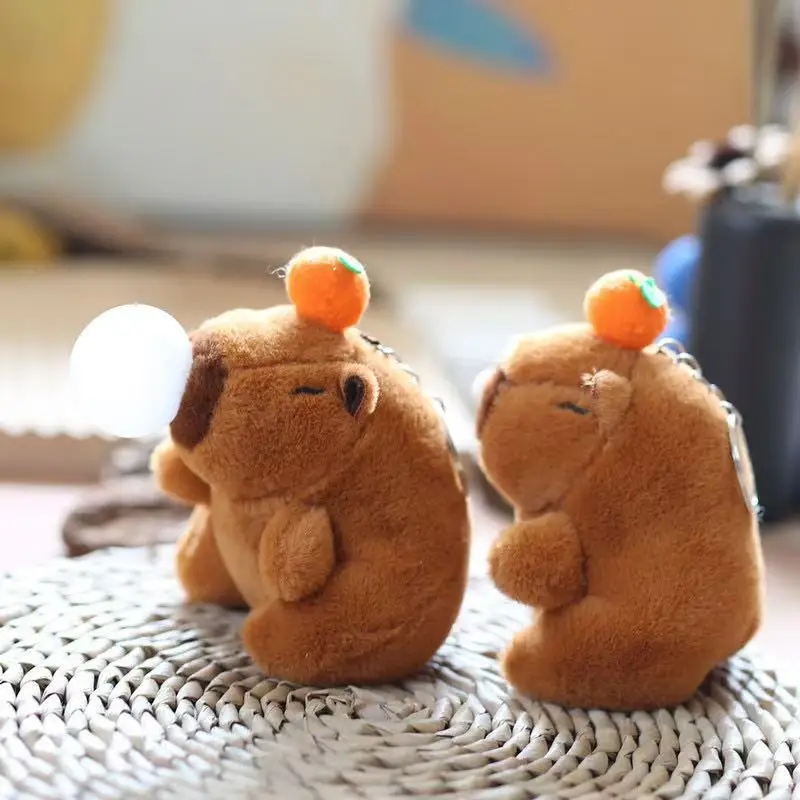 15-20 plush capped capybaras with tail wags, which constant demenad for amused, will meh and buy school bags, cup and gift pendants with glee